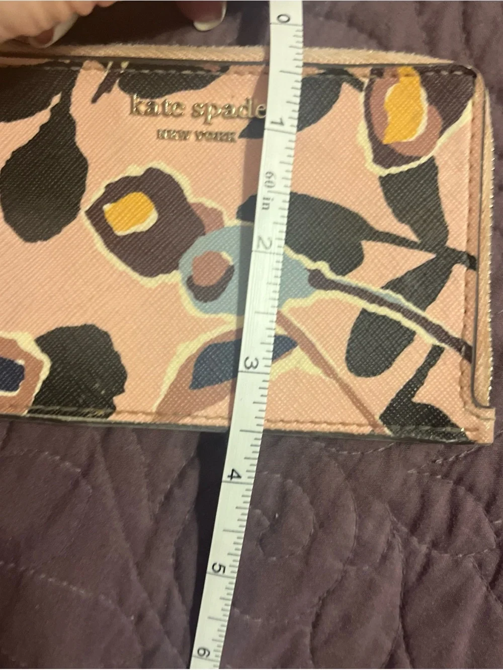 Kate Spade Cameron Paper Romse 5” Card Holder Zip Wallet Key Ring